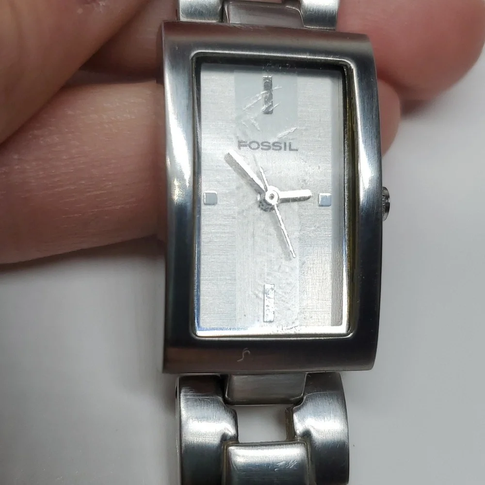 Fossil Watch ES1107 F² Silver Steel Wristband White Face Watch